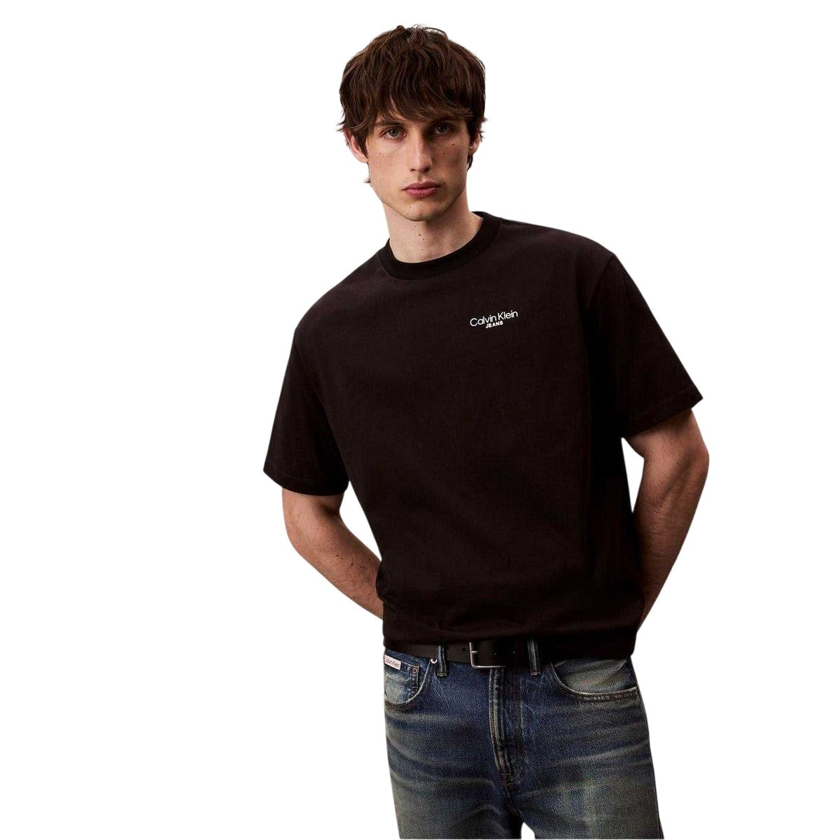 Black - Lifestyle - Calvin Klein Mens Back Print Logo Regular T-Shirt