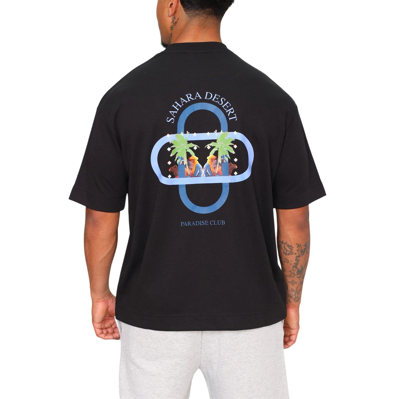 Black - Lifestyle - Rose London Mens Sahara Back Print Heavyweight T-Shirt