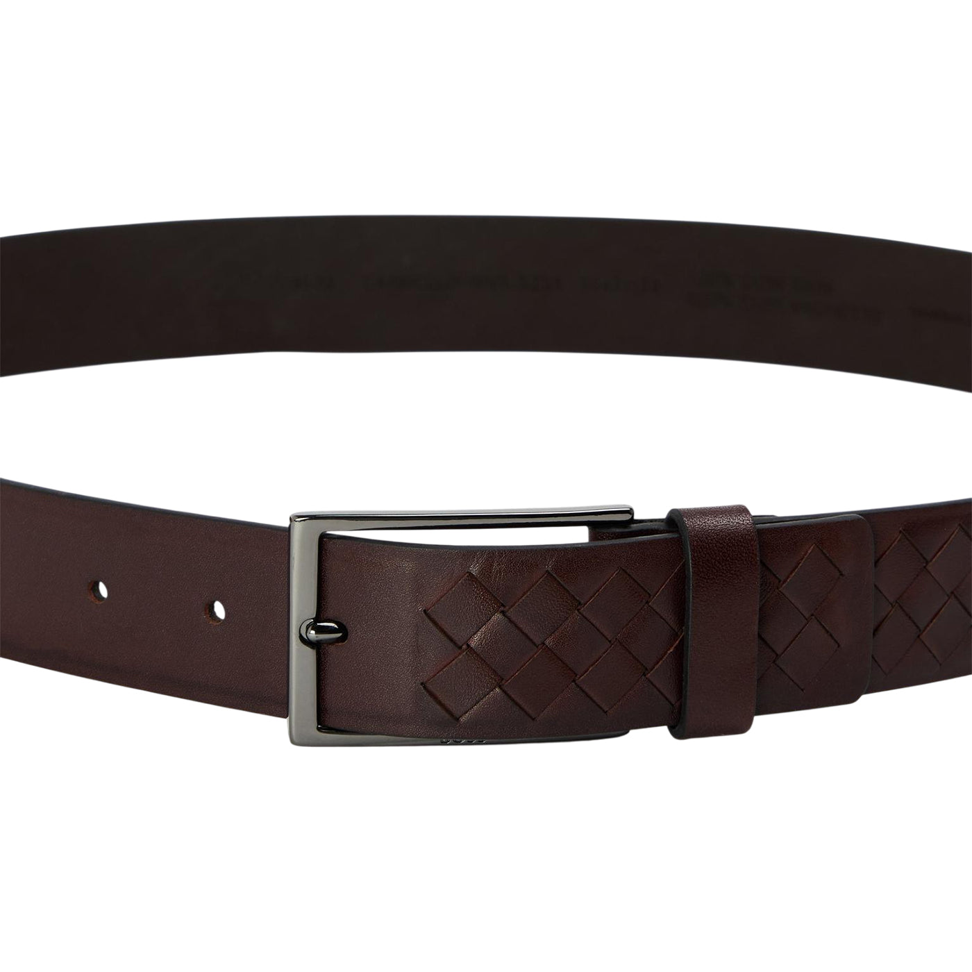 Dark Brown - Side - Boss Mens Braided Leather Belt