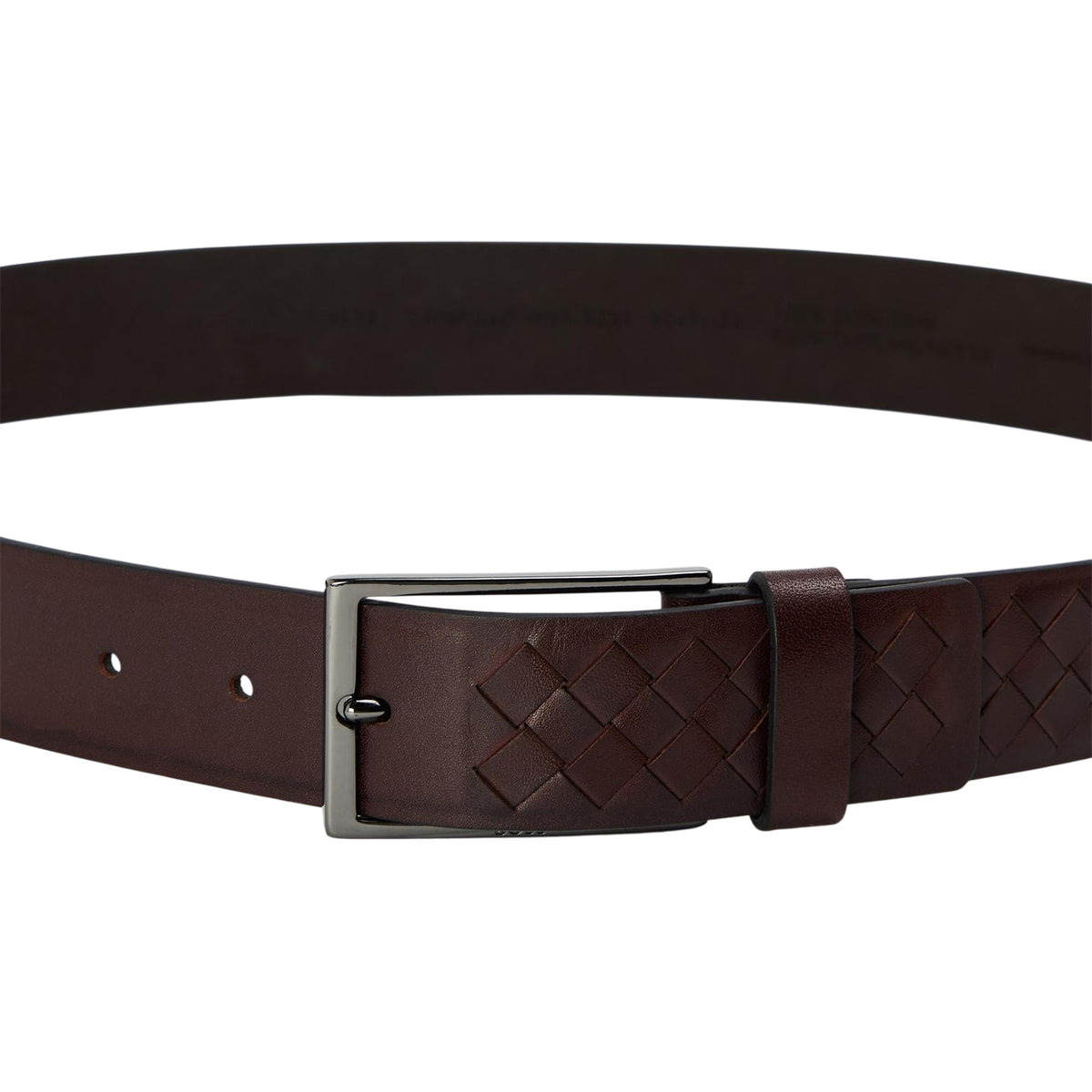 Dark Brown - Side - Boss Mens Braided Leather Belt