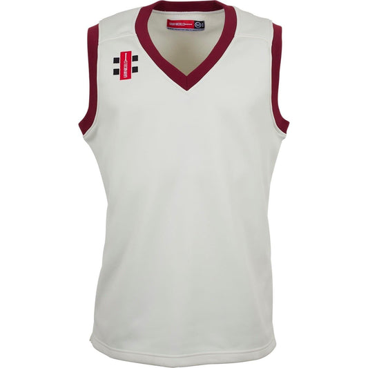 Ivory-Maroon - Front - Gray-Nicolls Childrens-Kids V Neck Slim Sleeveless Top