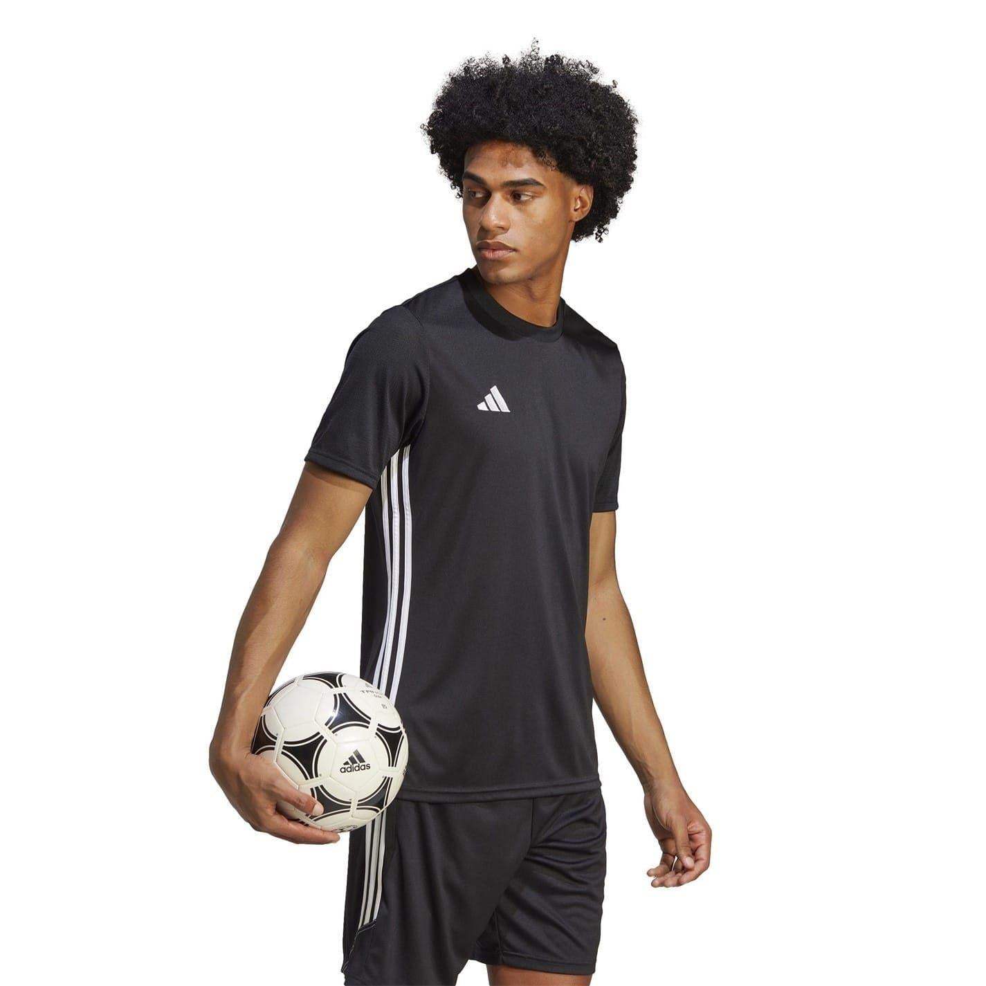 Black-White - Pack Shot - Adidas Mens Tabela 23 3 Stripes T-Shirt