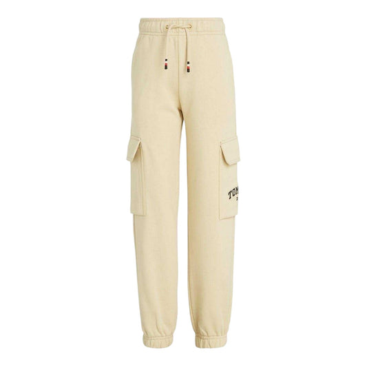 Ivory - Front - Tommy Hilfiger Childrens-Kids Logo Cargo Jogging Bottoms