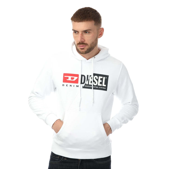 White - Lifestyle - Diesel Mens S-Girk Cuty Felpa Hoodie
