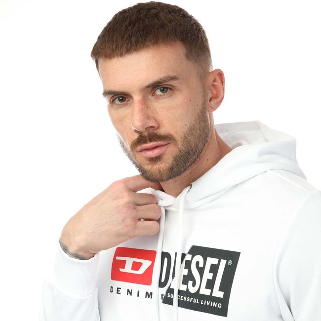 White - Side - Diesel Mens S-Girk Cuty Felpa Hoodie