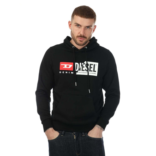 Black - Front - Diesel Mens S-Girk Cuty Felpa Hoodie