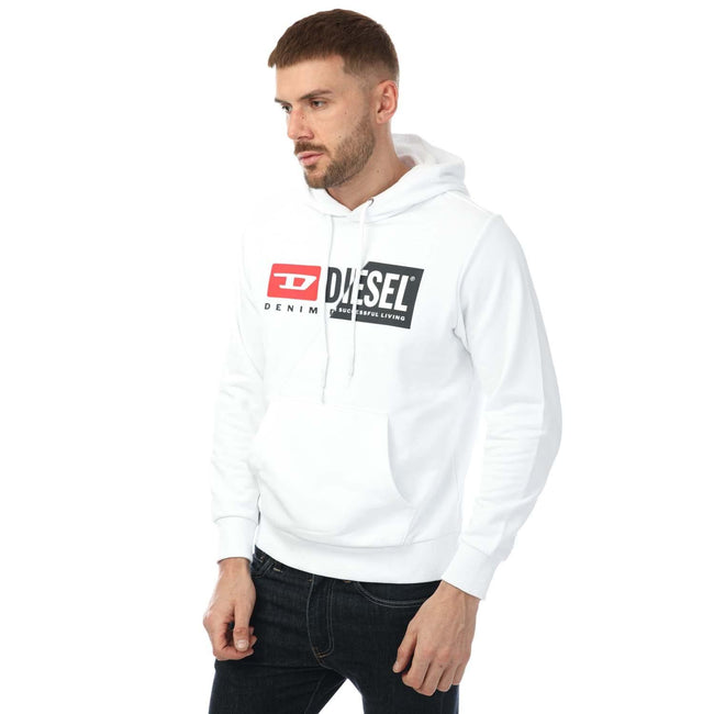 White - Front - Diesel Mens S-Girk Cuty Felpa Hoodie