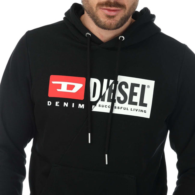 Black - Side - Diesel Mens S-Girk Cuty Felpa Hoodie