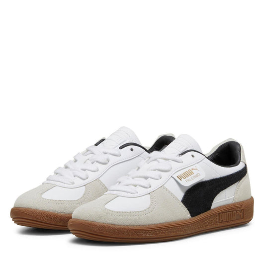 White-Black - Front - Puma Boys Palermo Classic Leather Flat Trainers