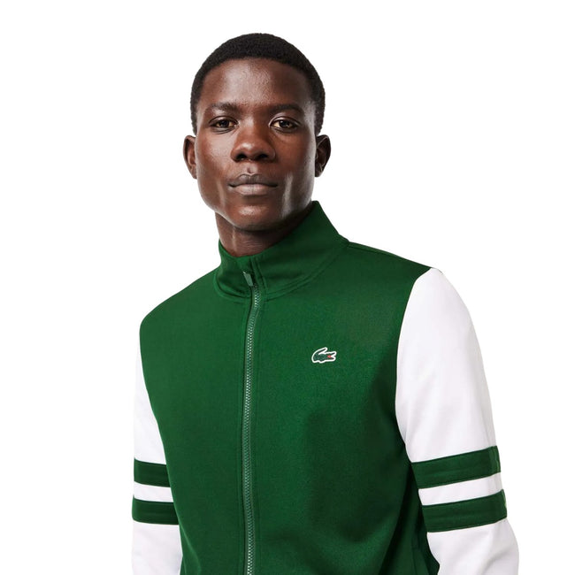 Green-White - Side - Lacoste Unisex Adult Sportsuit Striped Tennis Jacket
