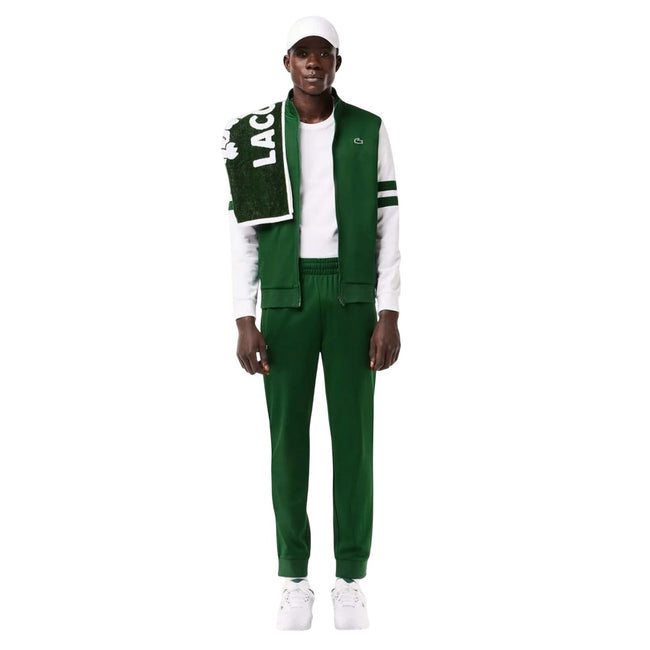 Green-White - Close up - Lacoste Unisex Adult Sportsuit Striped Tennis Jacket