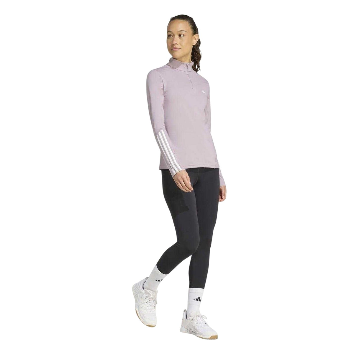 Preloved Fig - Lifestyle - Adidas Womens-Ladies Hyperglam Zip Neck Gym Top