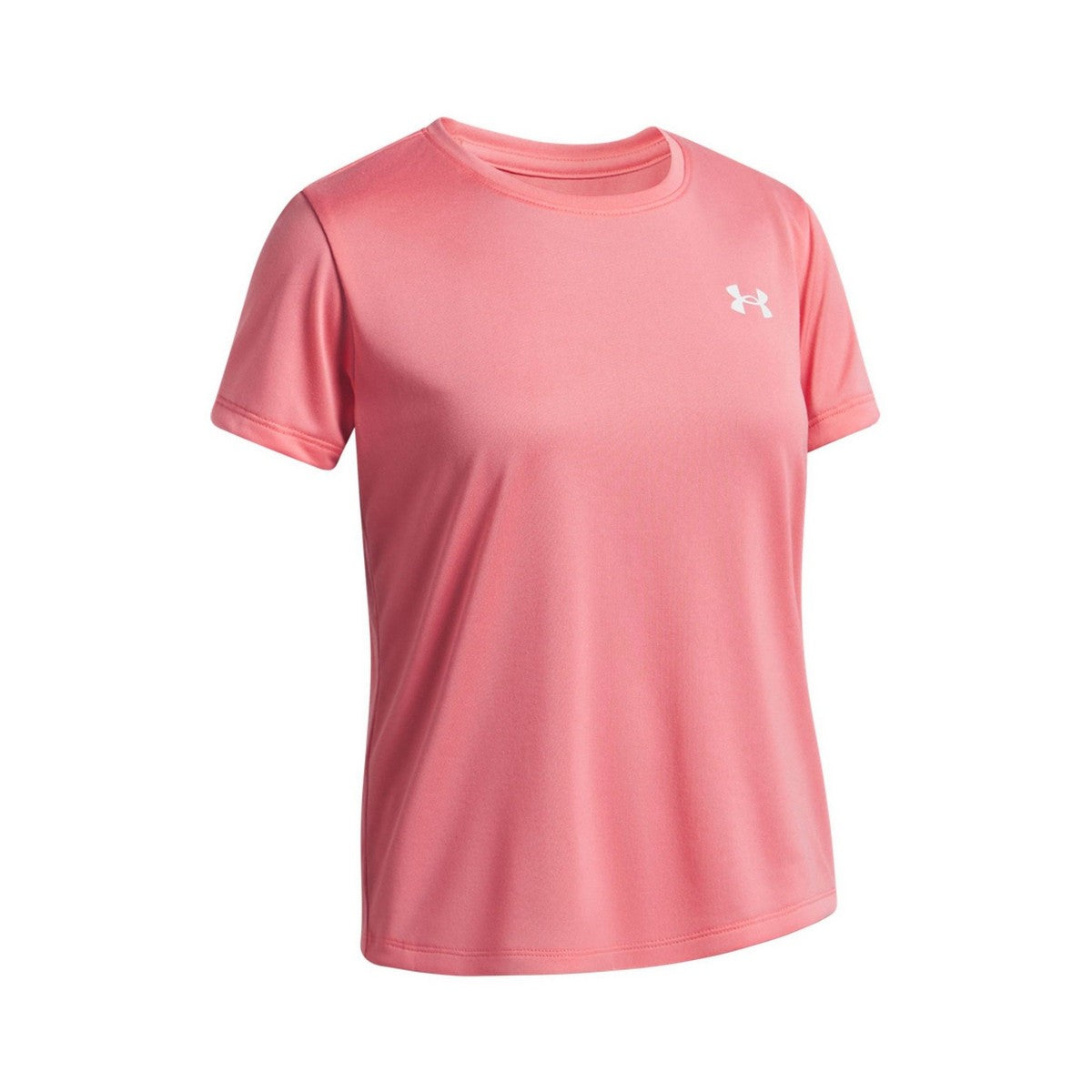 Pink-White - Side - Under Armour Childrens-Kids Tech Performance T-Shirt