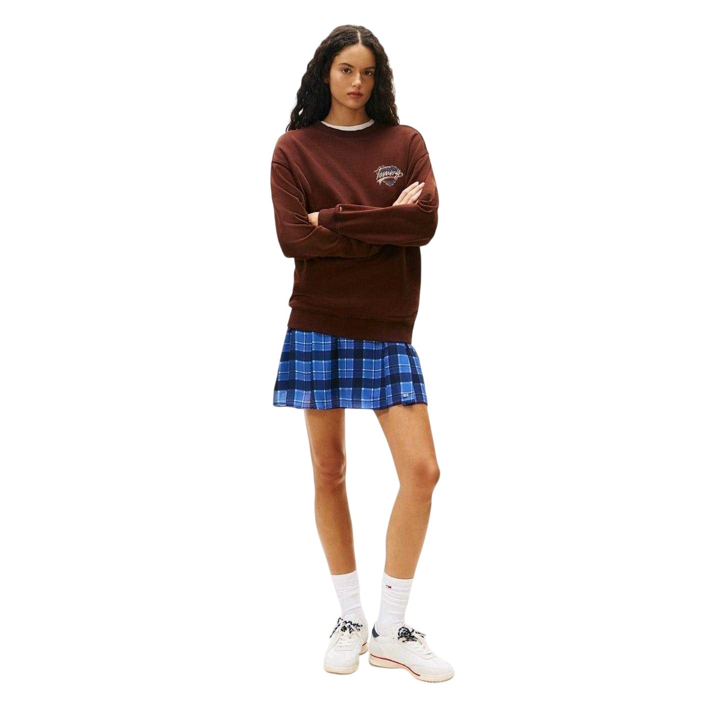 Brown - Pack Shot - Tommy Jeans Womens-Ladies Heart Regular Sweatshirt