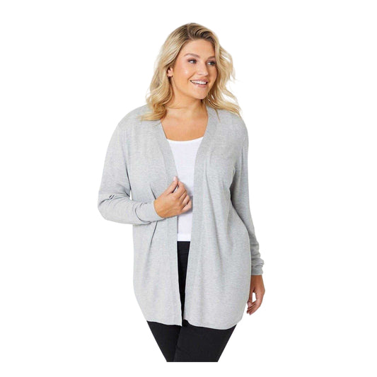 Grey - Front - Be You Womens-Ladies Edge To Edge Cardigan