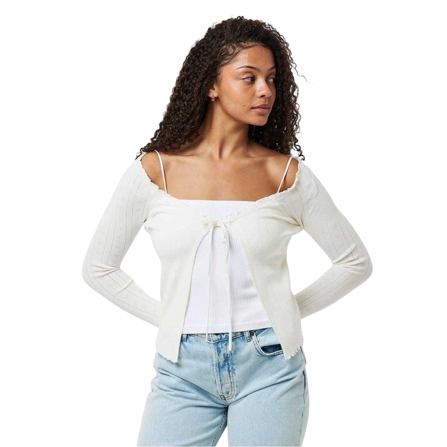 Vintage White - Lifestyle - Jack Wills Womens-Ladies Viscose Open Front Long-Sleeved Cardigan