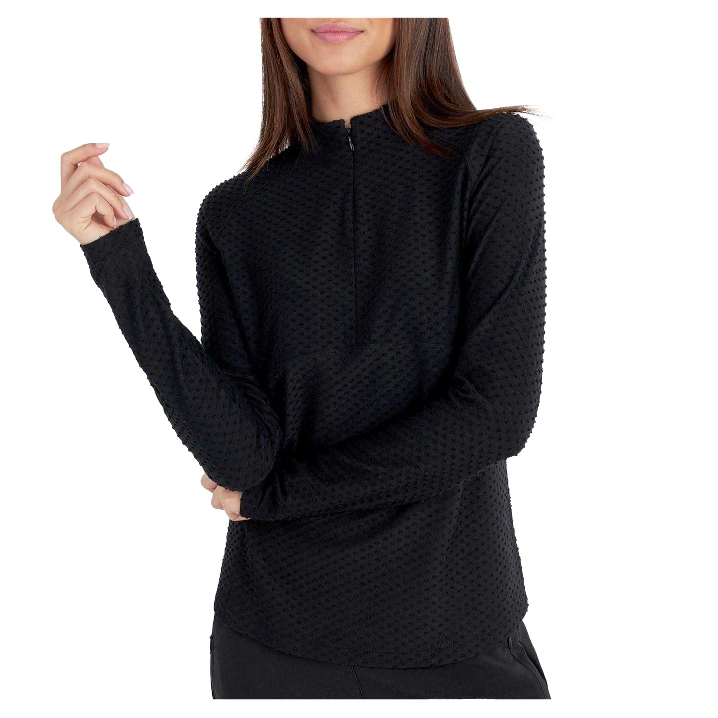 Black - Lifestyle - Calvin Klein Womens-Ladies Textured Regular Golf Sweatshirt