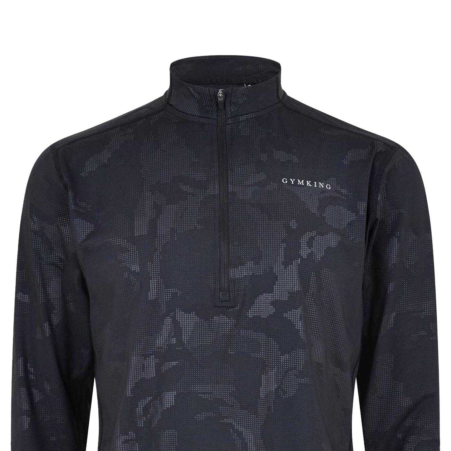 Black - Back - Gym King Mens Camo Funnel Neck Top