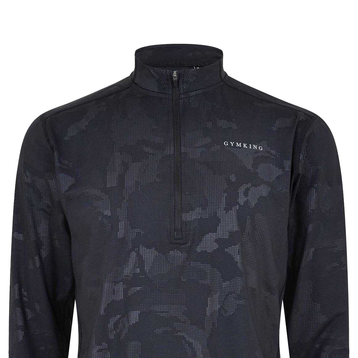 Black - Back - Gym King Mens Camo Funnel Neck Top