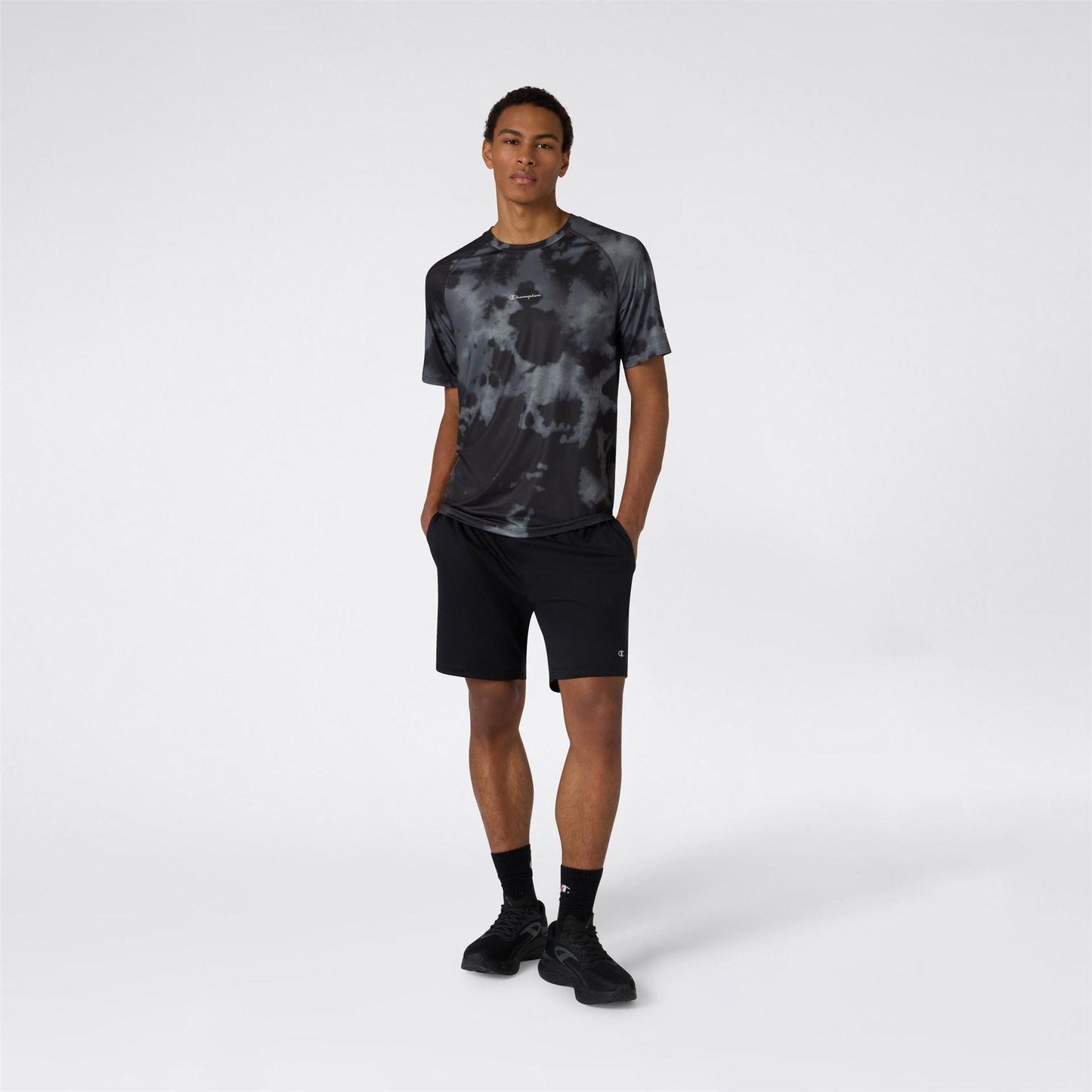 Black - Close up - Champion Mens Tie Dye Performance T-Shirt