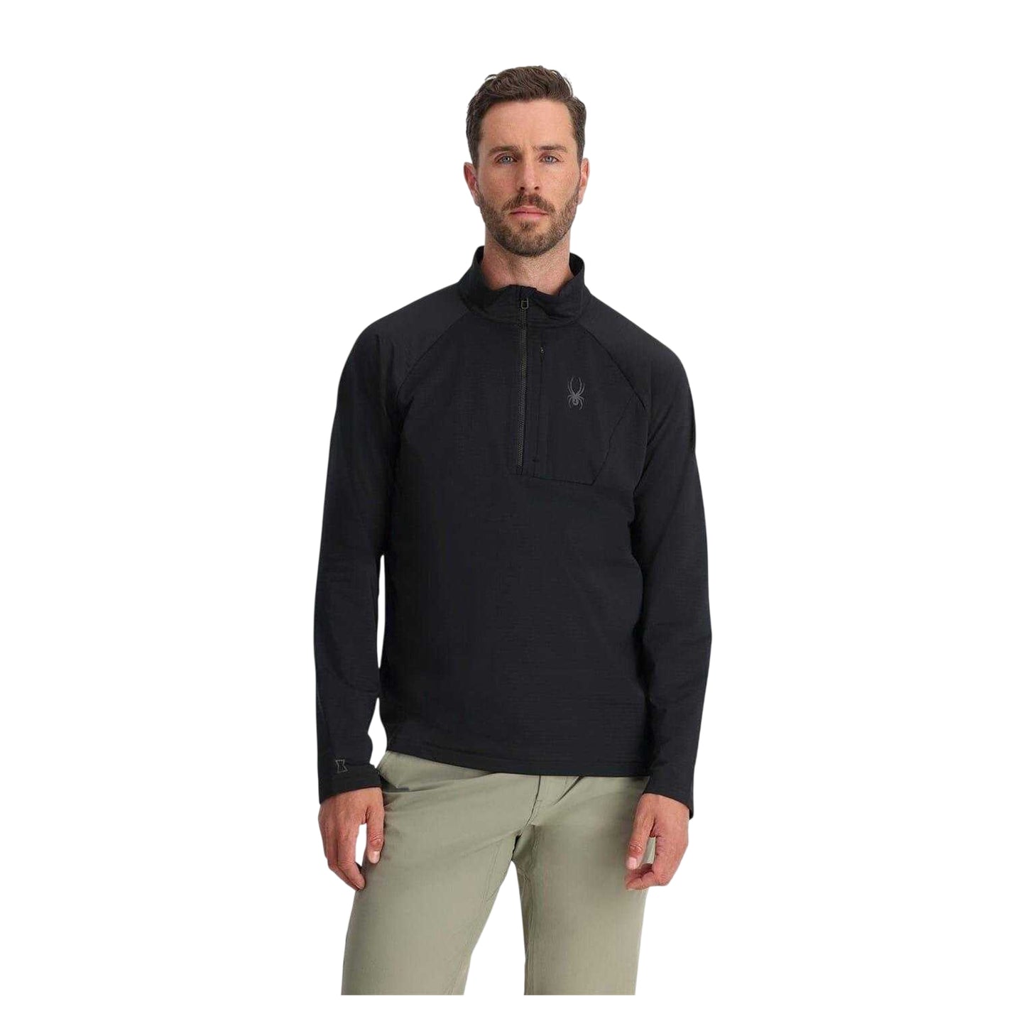 Black - Lifestyle - Spyder Mens Grid Fleece Top
