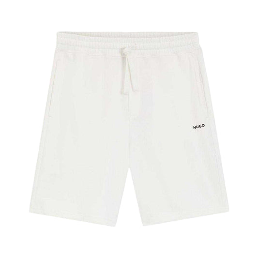 White - Front - Hugo Mens Dayono Cotton Relaxed Fit Shorts