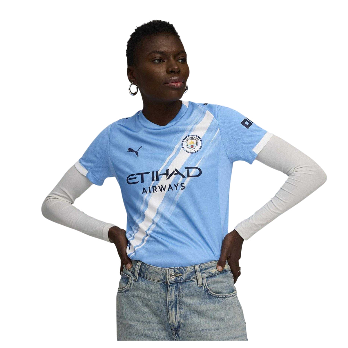 Blue - Side - Puma Womens-Ladies Manchester City Football Shirt