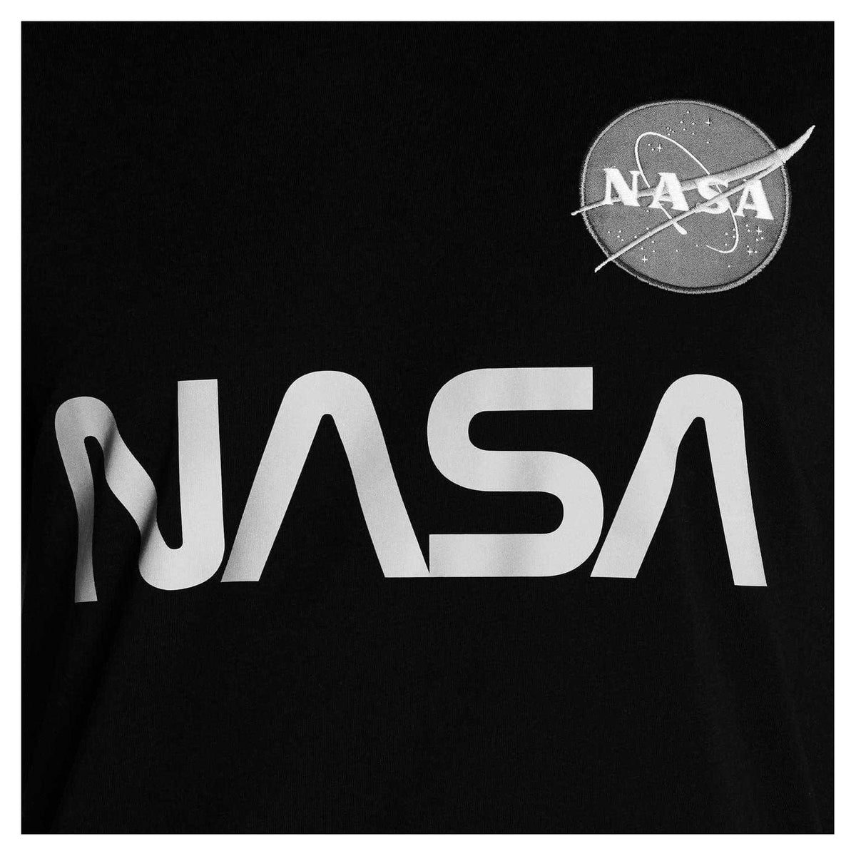 Black - Side - Alpha Industries Mens NASA Reflective T-Shirt
