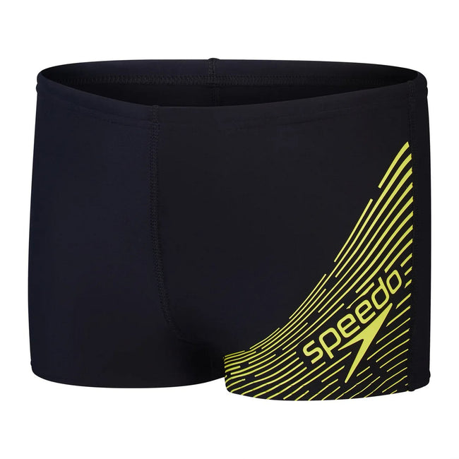 Black-Yellow - Front - Speedo Boys Medley Logo Swim Shorts