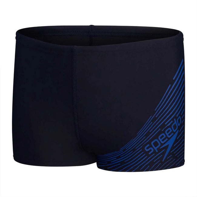 Navy - Front - Speedo Boys Medley Logo Swim Shorts