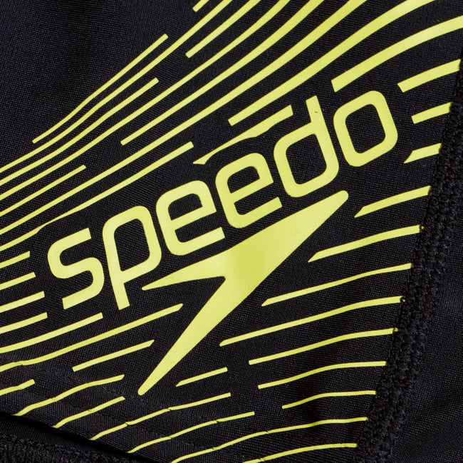 Black-Yellow - Side - Speedo Boys Medley Logo Swim Shorts