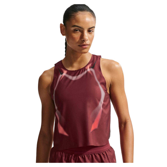 Team Red-Black - Front - Nike Womens-Ladies Aeroswift Vest Top