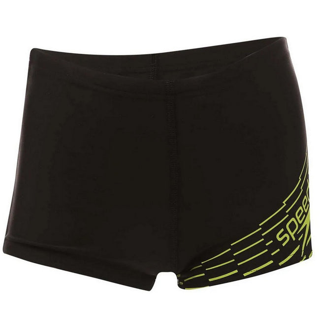 Black-Green - Front - Speedo Boys Medley Logo Swim Shorts