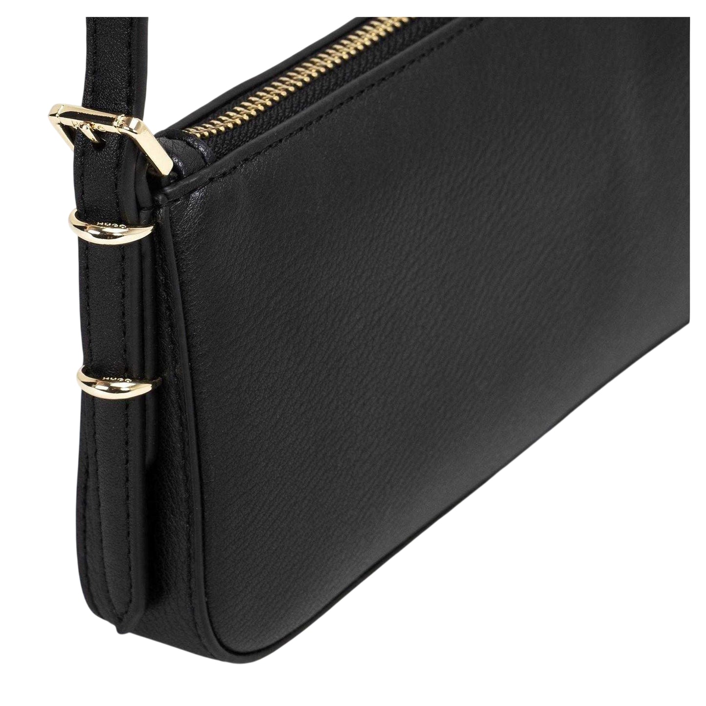 Black - Side - Hugo Womens-Ladies Logo Leather Crossbody Bag