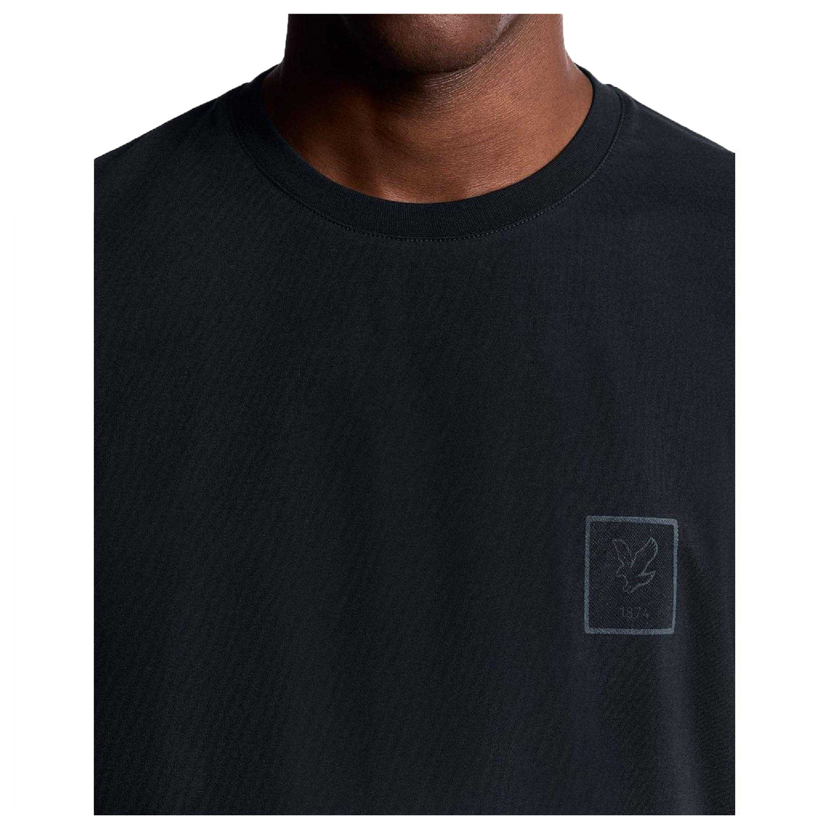 Blue - Side - Lyle & Scott Mens Tonal Logo Regular T-Shirt