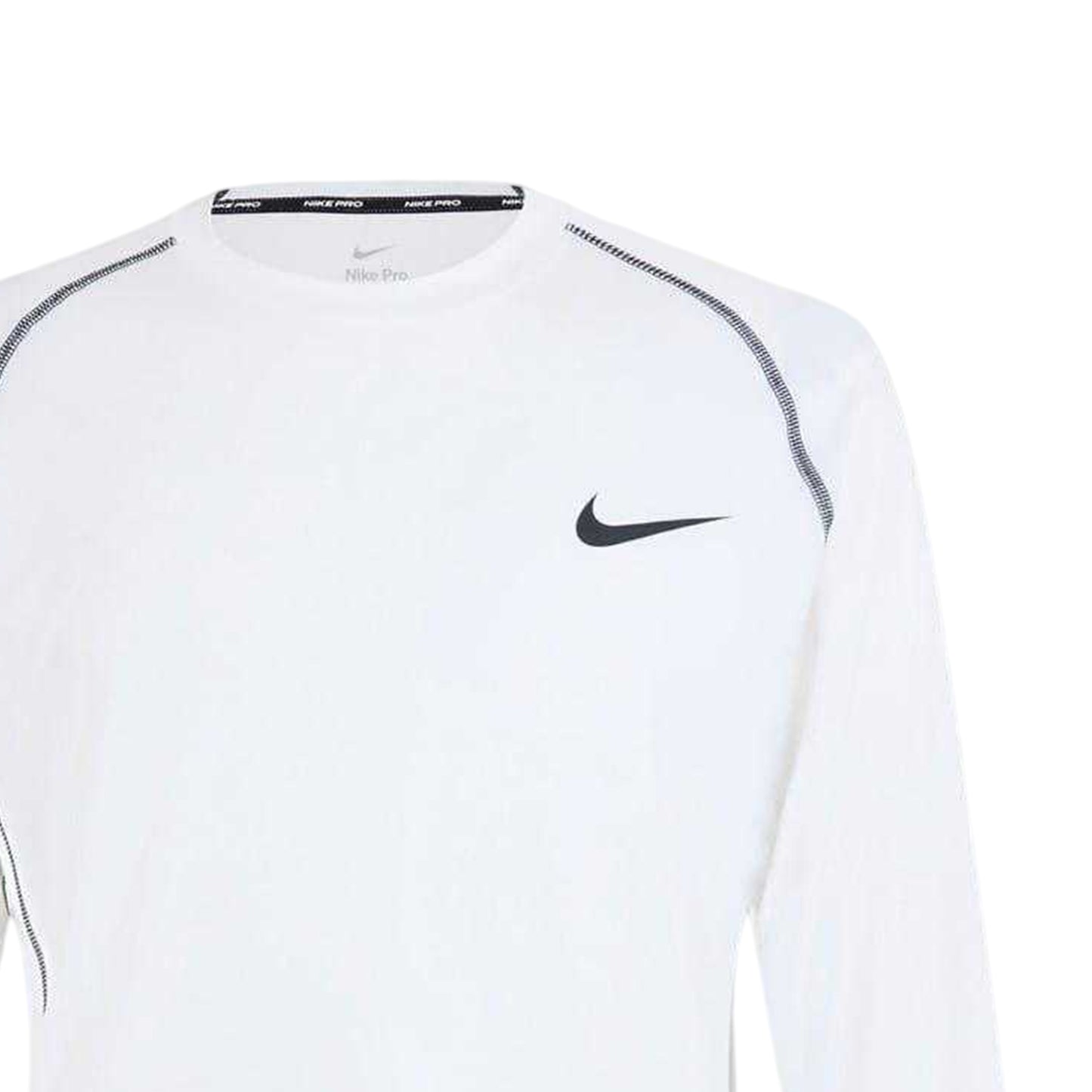White - Side - Nike Mens Pro Contrast Slim Raglan Base Layer Top