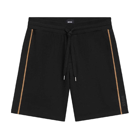 Black - Front - Boss Mens Cotton Tape Straight Shorts