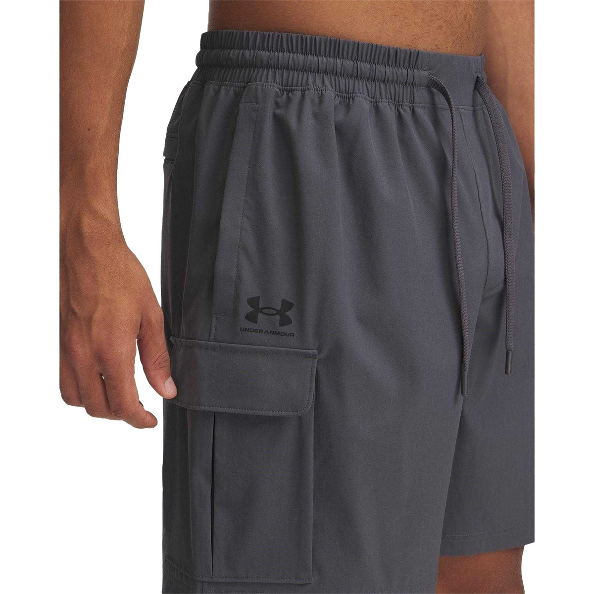 Rock-Black - Side - Under Armour Mens Vibe Woven Cargo Shorts