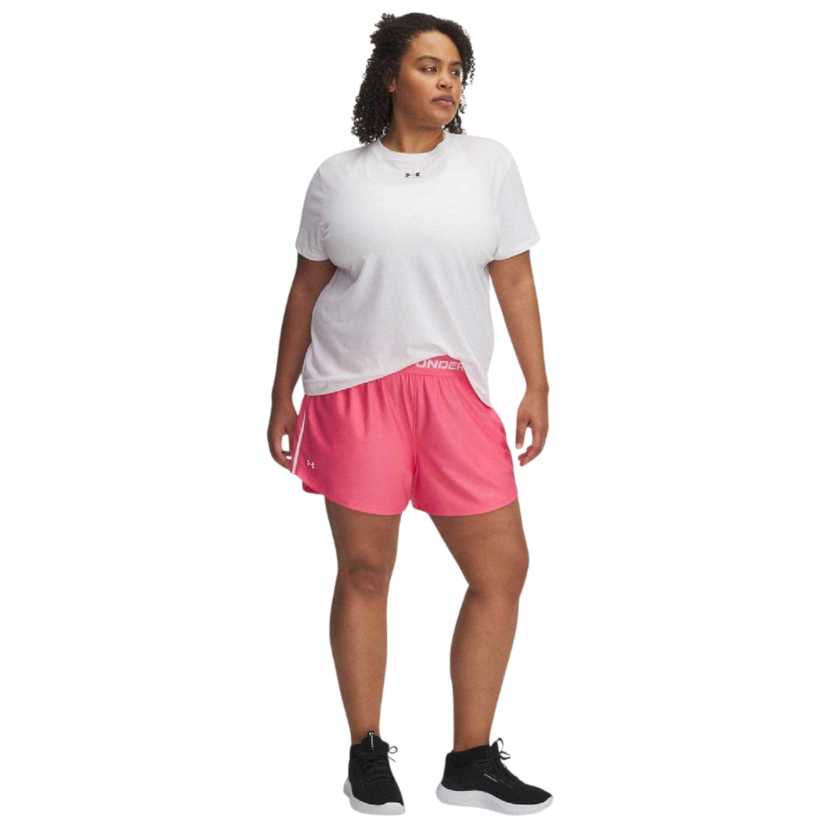 Pink - Side - Under Armour Womens-Ladies Play Up Shorts
