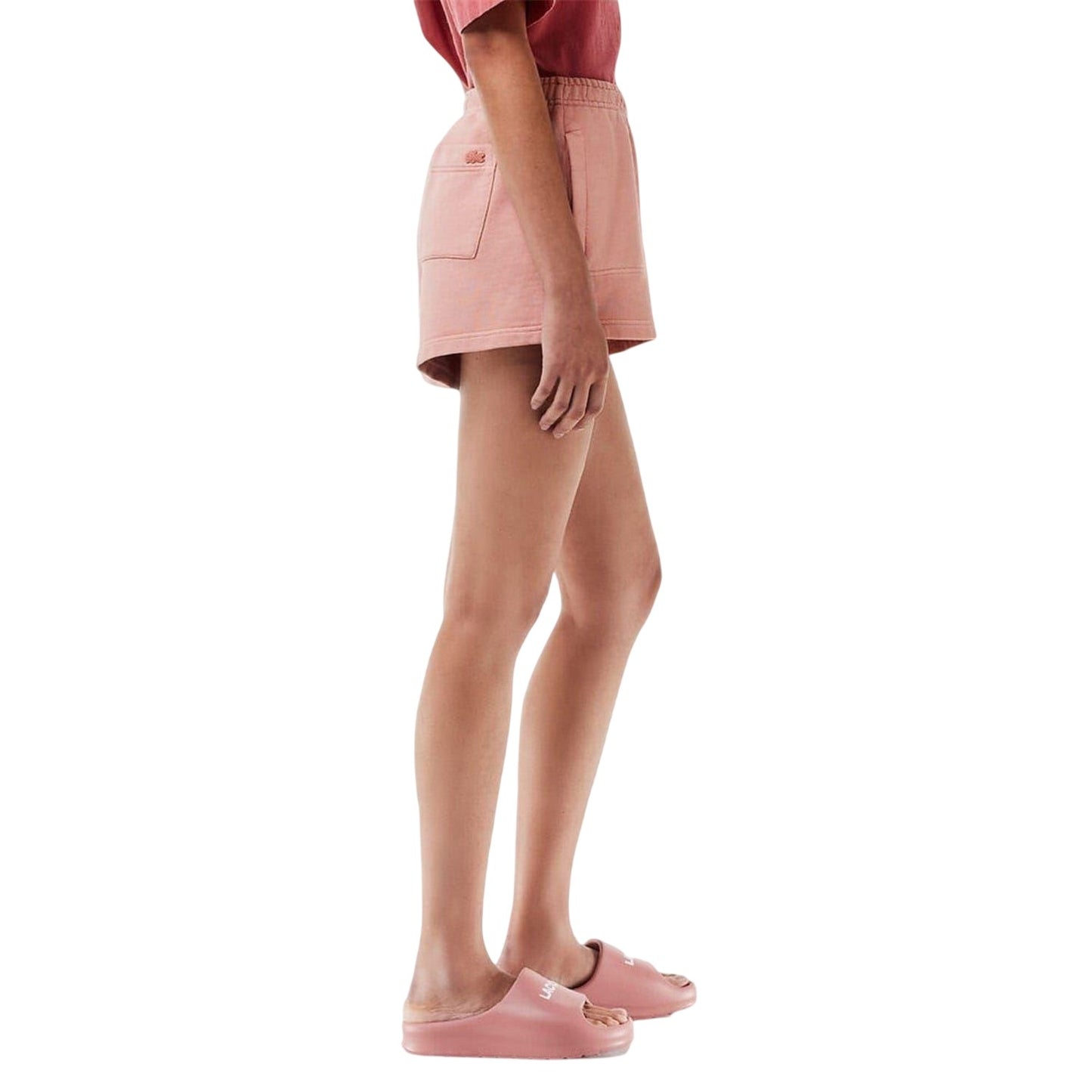 Pink - Side - Lacoste Womens-Ladies Elasticated Waist Loose Fit Sweat Shorts