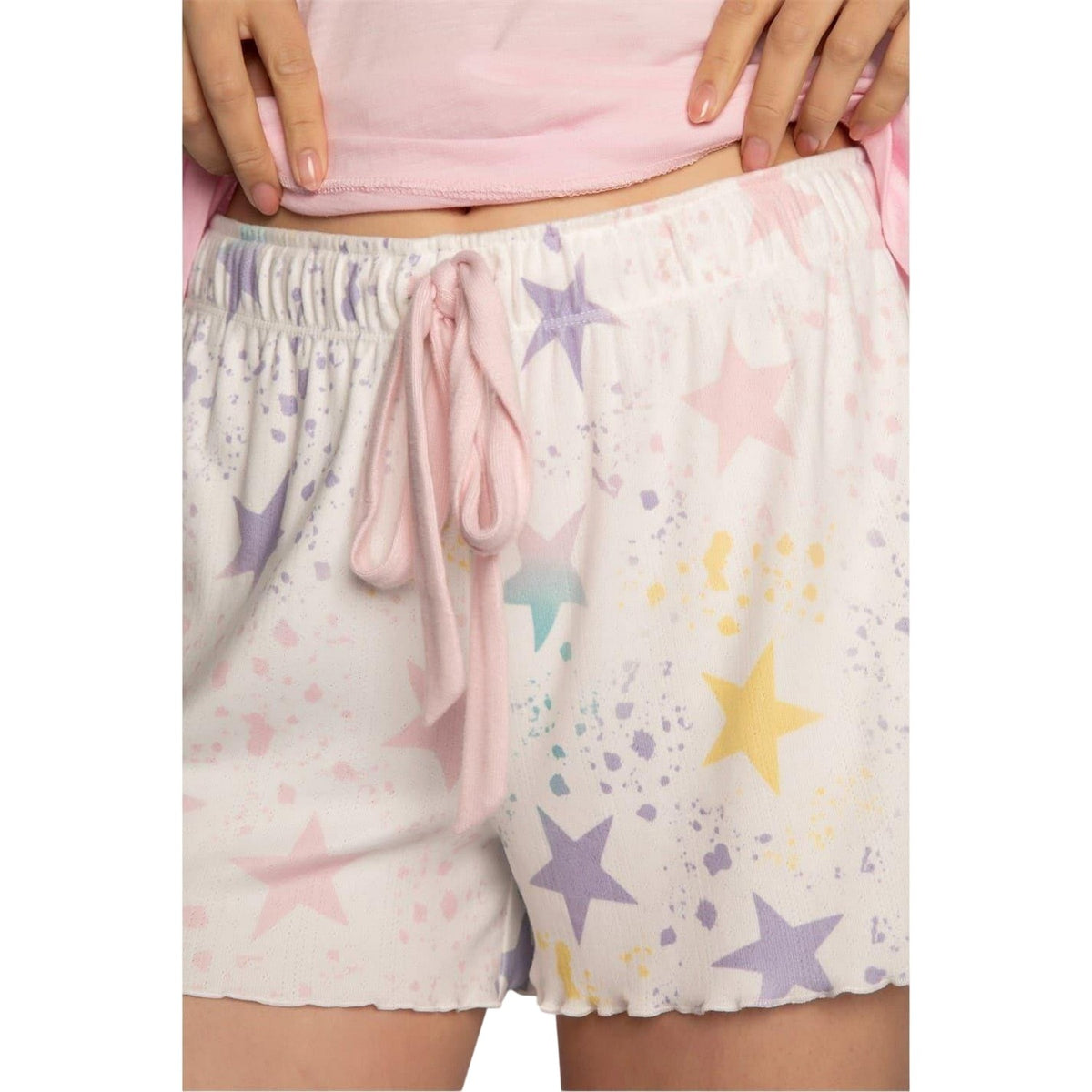 Off White - Pack Shot - PJ Salvage Womens-Ladies Star Print Shorts