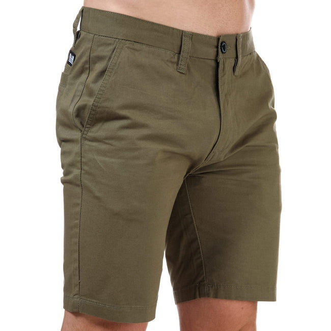 Khaki - Front - Weekend Offender Mens Dillenger Cotton Twill Shorts