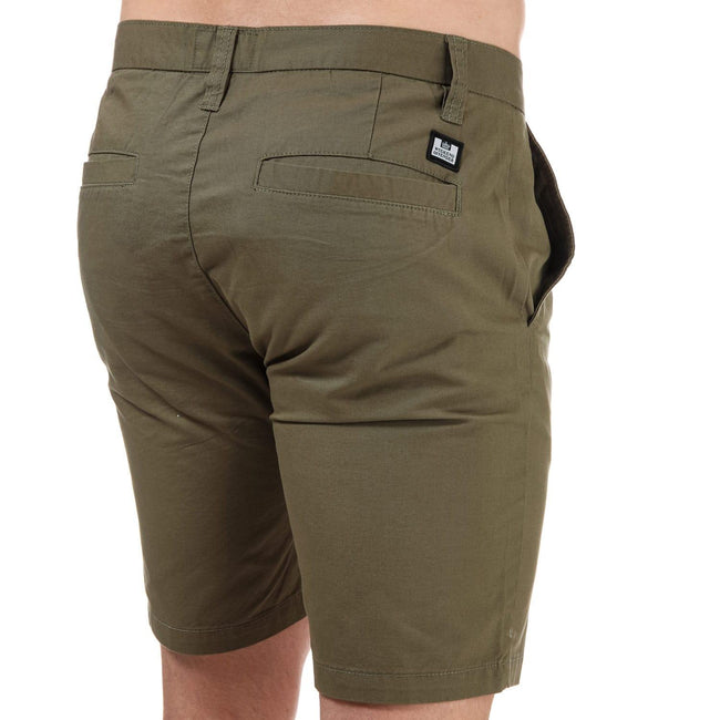 Khaki - Back - Weekend Offender Mens Dillenger Cotton Twill Shorts