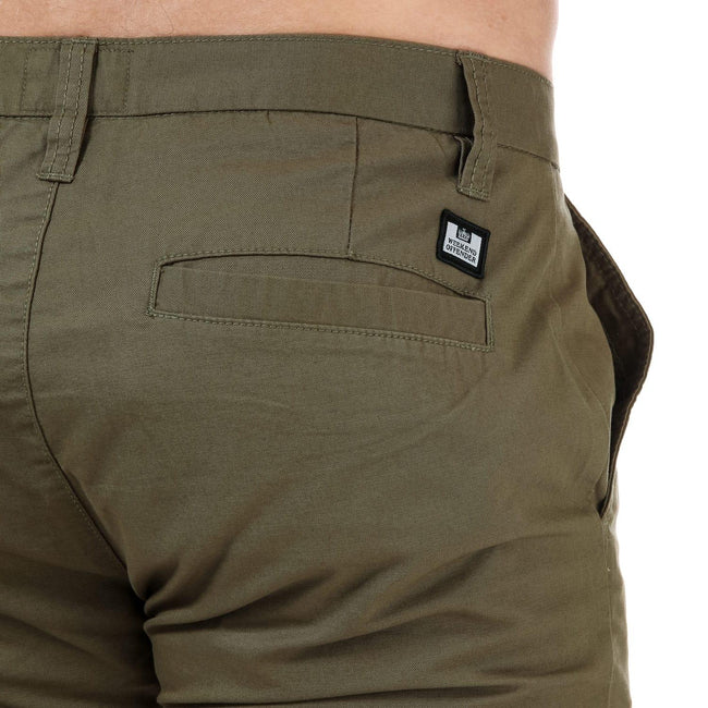 Khaki - Close up - Weekend Offender Mens Dillenger Cotton Twill Shorts