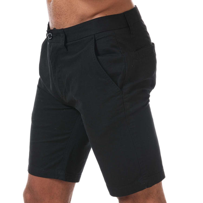 Black - Front - Weekend Offender Mens Dillenger Cotton Twill Shorts