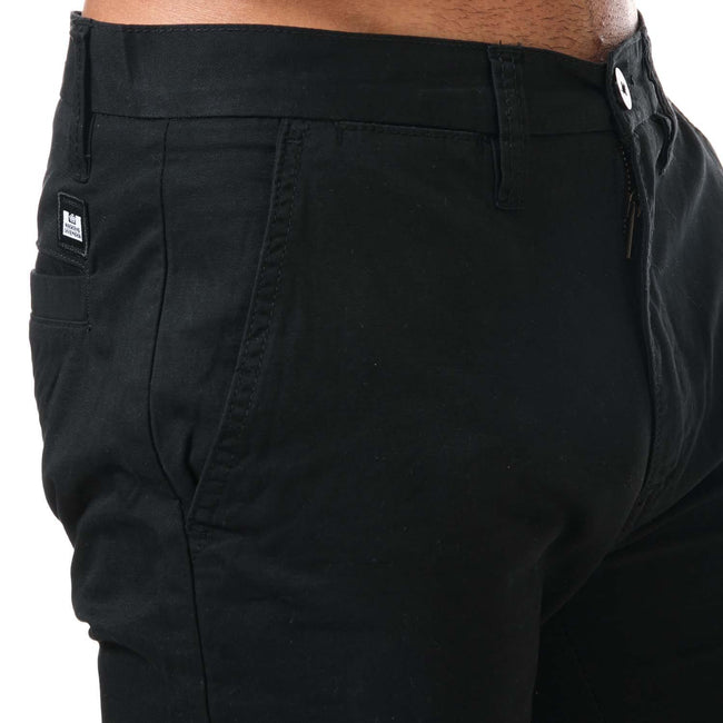 Black - Close up - Weekend Offender Mens Dillenger Cotton Twill Shorts