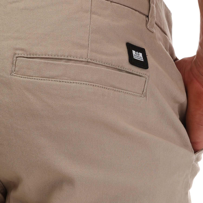 Stone - Side - Weekend Offender Mens Dillenger Cotton Twill Shorts