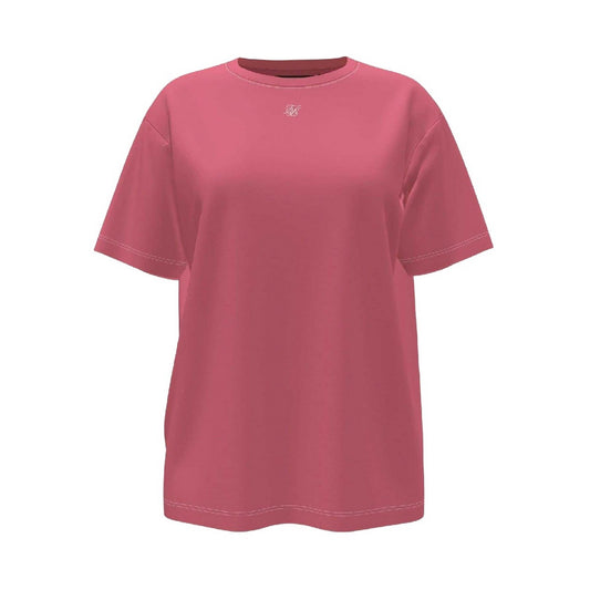 Pink - Front - SikSilk Womens-Ladies Solid Oversized T-Shirt