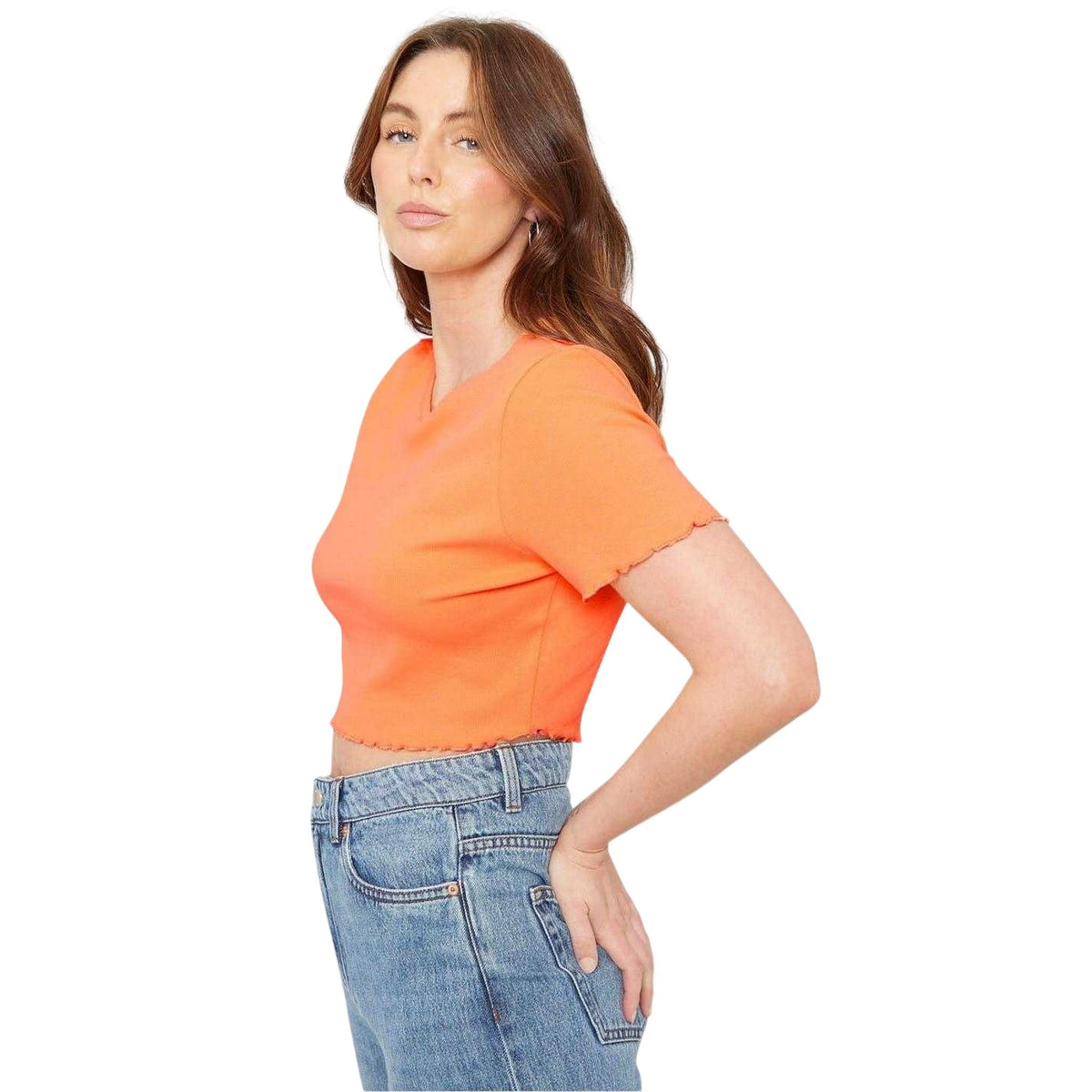 Tangerine - Lifestyle - Be You Womens-Ladies Plain Ribbed Regular Crop T-Shirt