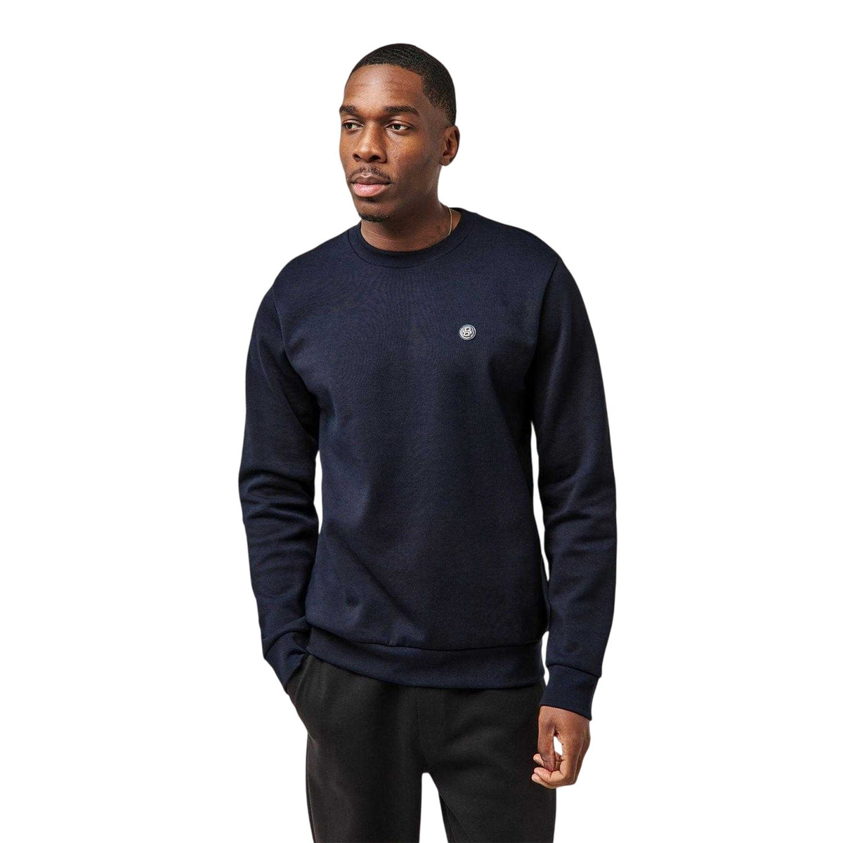 Dark Blue - Side - Boss Mens Logo Regular Sweatshirt